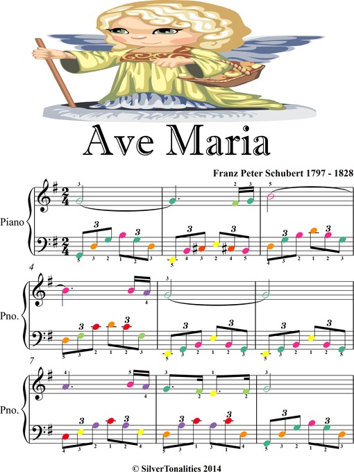 Title details for Ave Maria Easy Elementary Piano Sheet Music with Colored Notes by Franz Schubert - Wait list